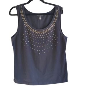Black beaded and metal studded tank top wimen's size extra large XL